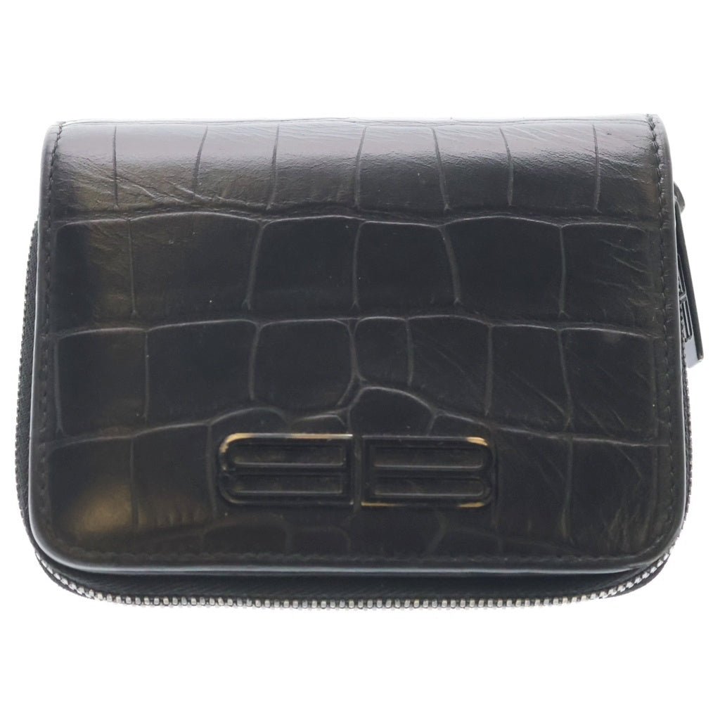 BALENCIAGA(バレンシアガ) BBロゴ コンパクトジップ ウォレット ブラック 674847