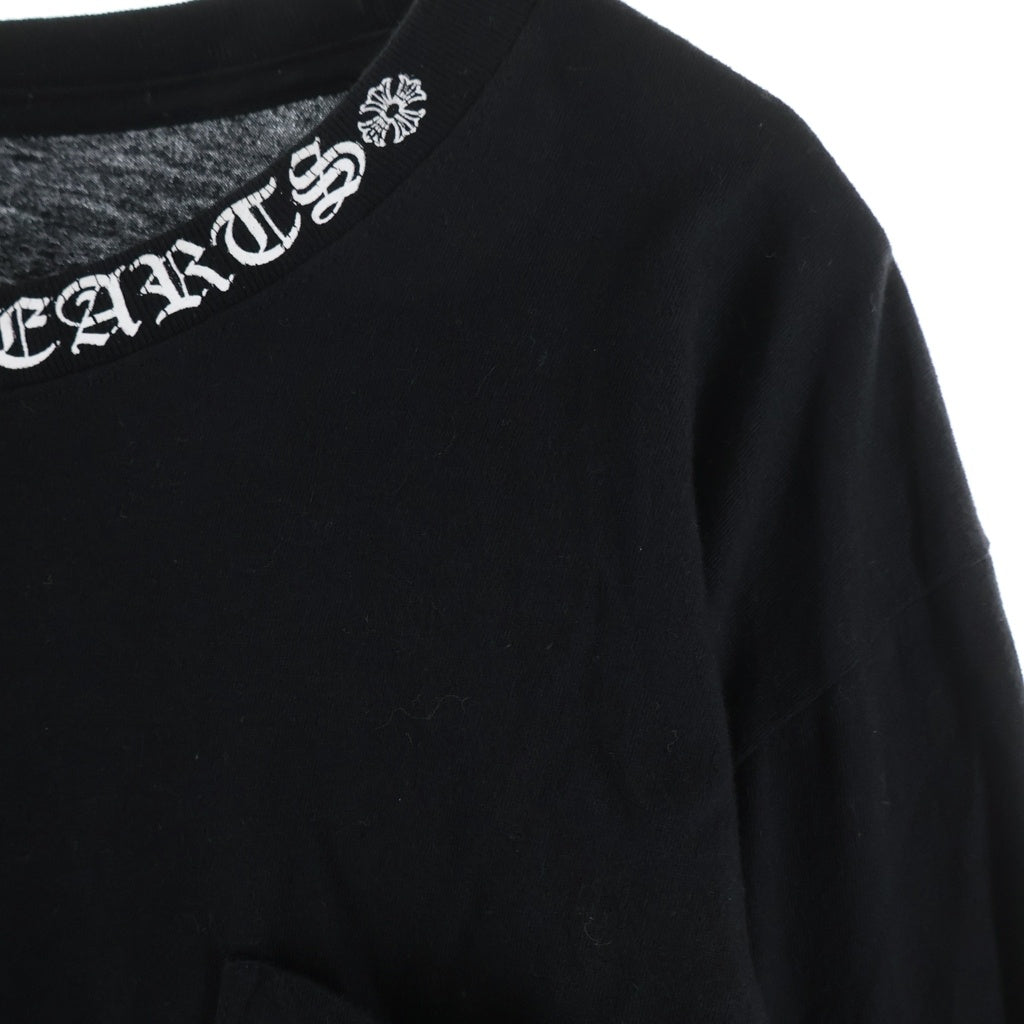 CHROME HEARTS(クロムハーツ) Neck Logo LS TEE ネックロゴプリント アームロゴ クルーネックロングスリーブTシャツカットソー ロンT ブラック
