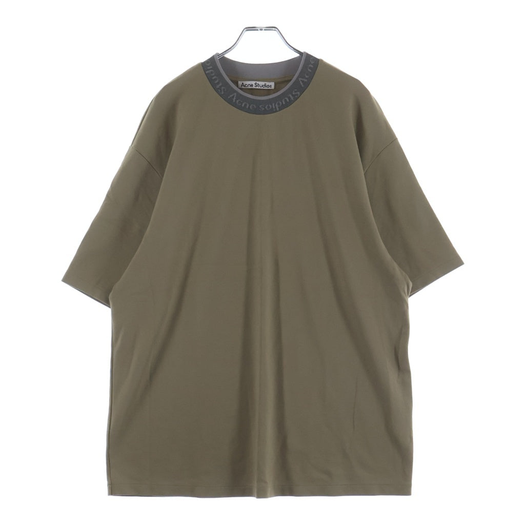 Acne Studios(アクネ ストゥディオズ) 22SS ロゴネックプリント クルーネック半袖カットソーTシャツ ベージュ FN-MN-TSHI000349