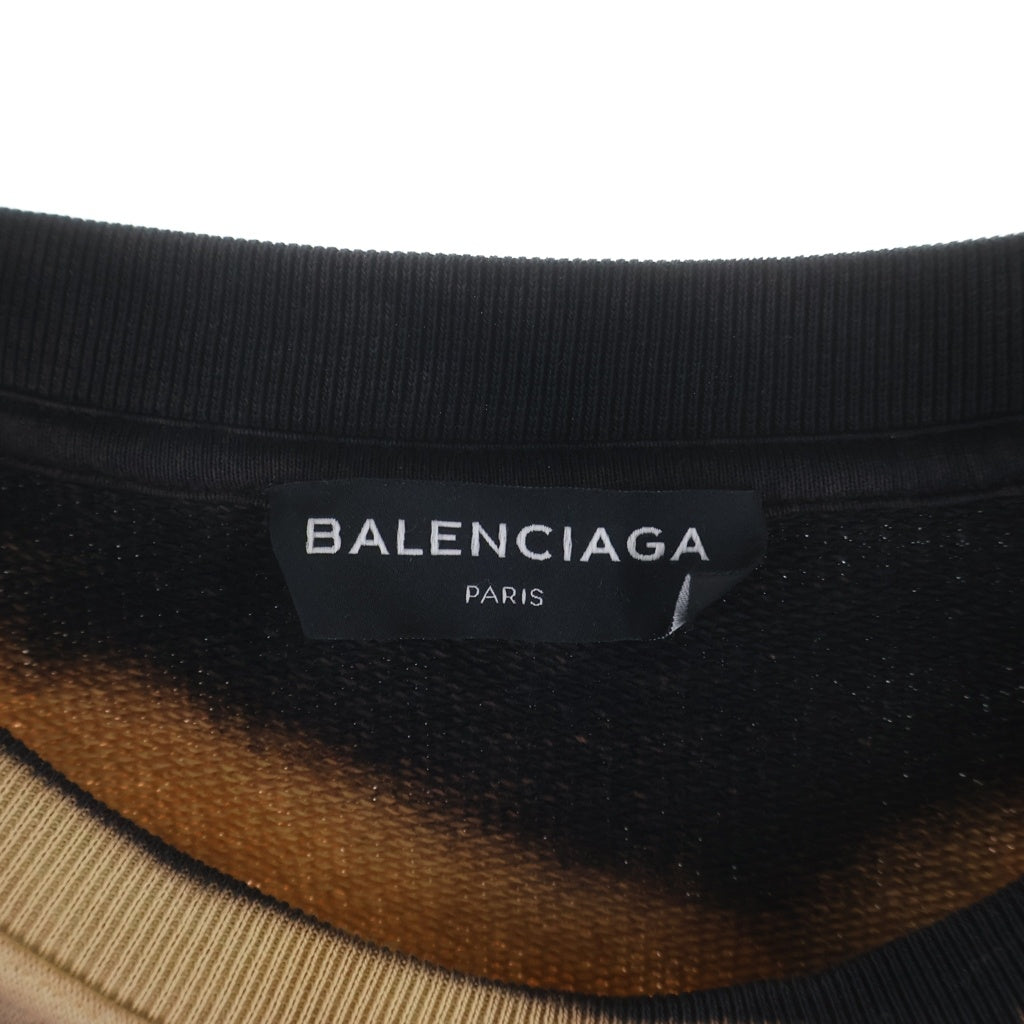 BALENCIAGA(バレンシアガ) 17AW ブリーチ加工 HOMME刺繍 オーバーサイズスウェットトレーナー ブラック/ベージュ486095 TWK44