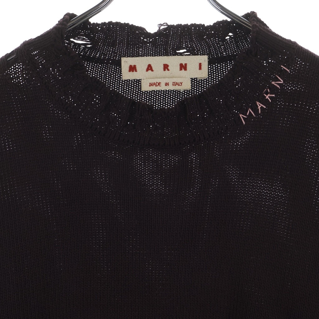 MARNI(マルニ) COTTON CREW NECK KNIT ダメージ加工 コットンクルーネックニット レッド GCMG0210A0 UFC652