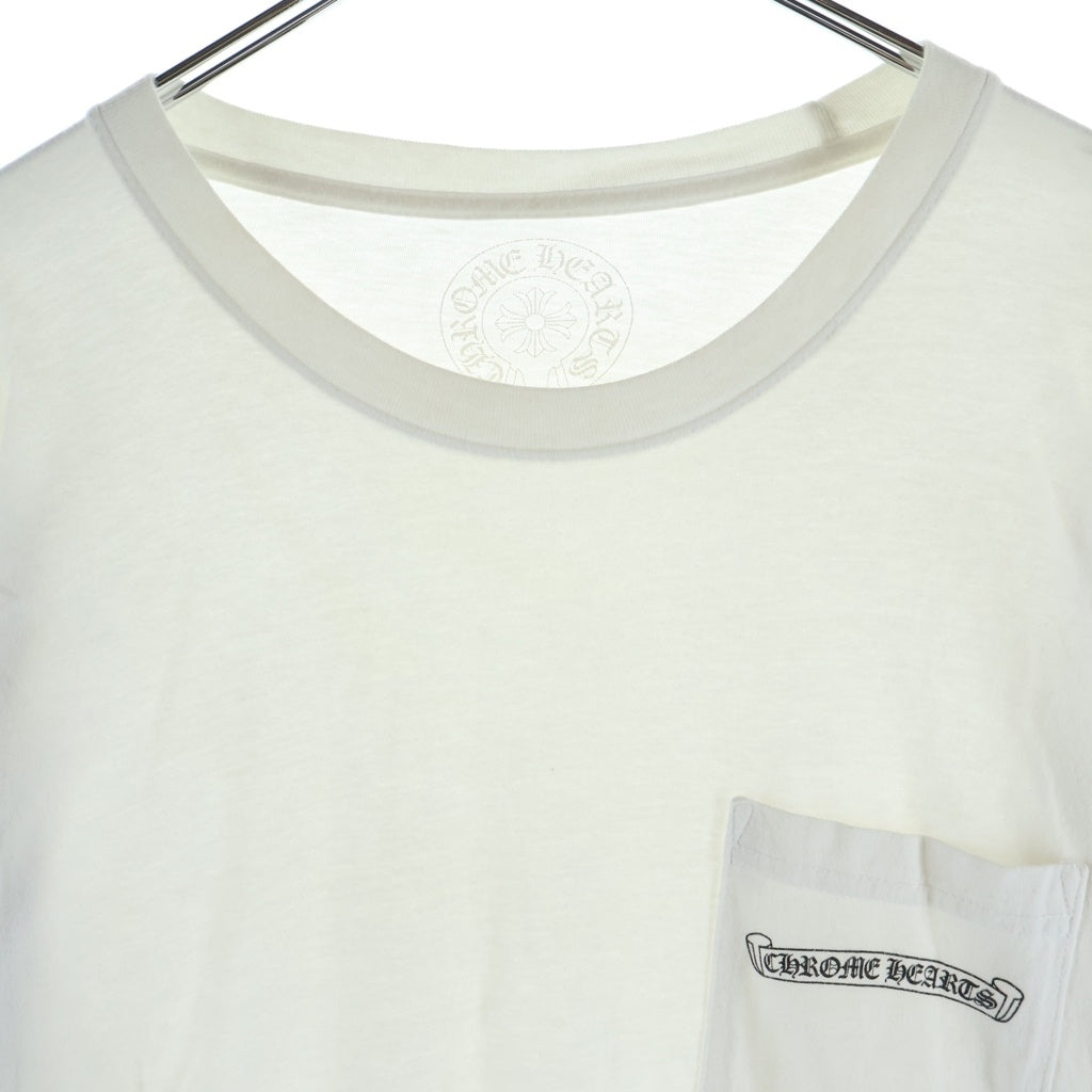 CHROME HEARTS(クロムハーツ) 6CH PLUS SCRL L/S TEE 6CHプラス フロントスクロールラベルプリント クルーネック長袖カットソーTシャツ ホワイト