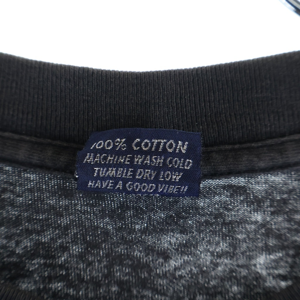 STUSSY(ステューシー) 90S OLD STUSSY USA製 紺タグ フロントプリントクルーネック半袖カットソーTシャツ ブラック