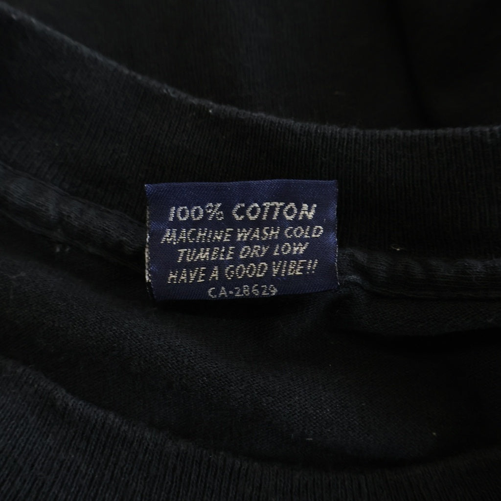 STUSSY(ステューシー) 90S OLD STTUSY USA製 紺タグ フロント迷彩ロゴプリントクルーネック半袖カットソーTシャツ ブラック