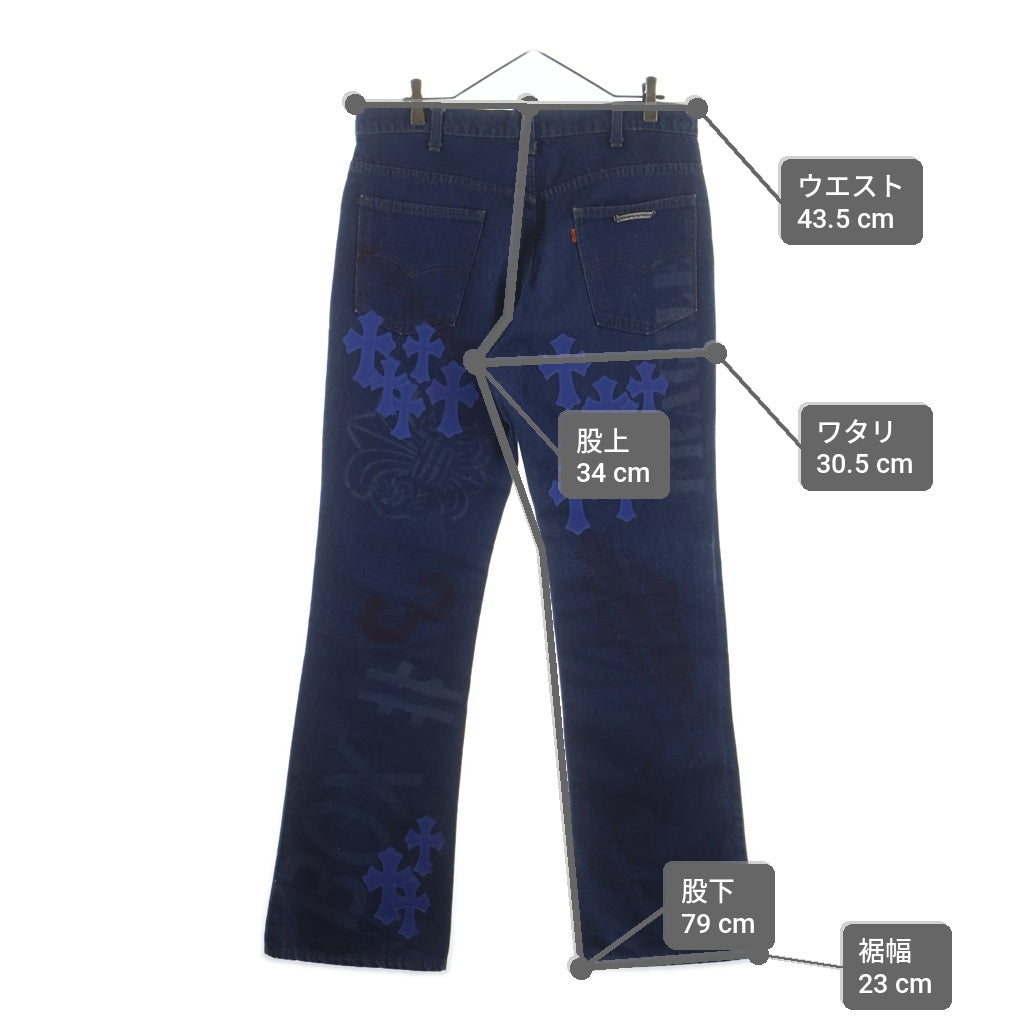 CHROME HEARTS(クロムハーツ) ×LEVI'S 517 STENCIL DENIM ステンシル ペイントデザインクロスパッチ付きデニムパンツ インディゴ