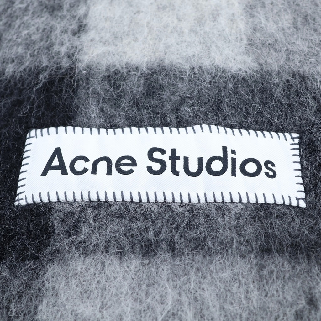 Acne Studios(アクネ ストゥディオズ) モヘア フリンジチェックマフラー ブラック/グレー CA0084- CA0084-