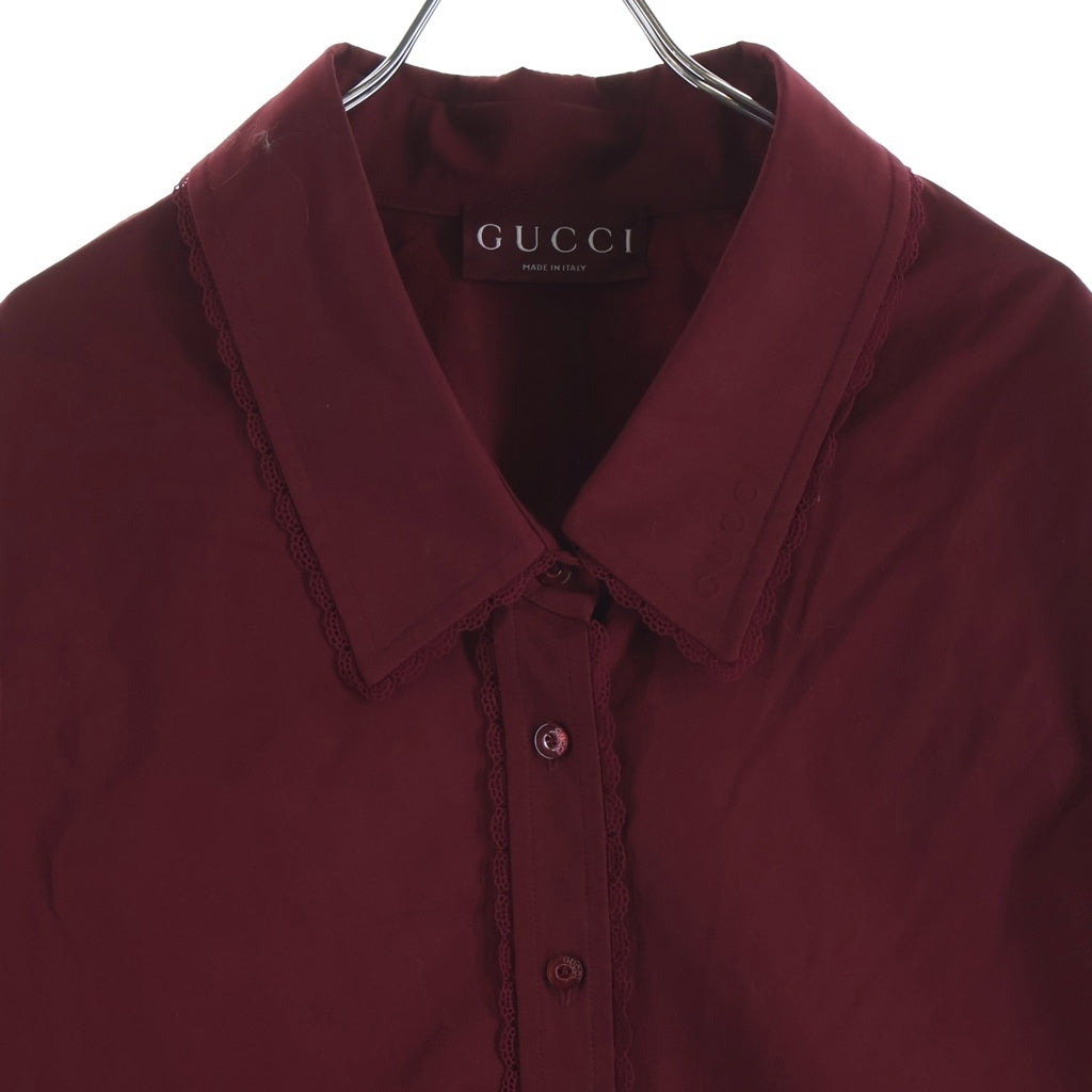 GUCCI(グッチ) 25SS COTTON SHIRTS BLOUSE コットン 長袖シャツ ブラウス レディース レッド 830353 Z7ADR