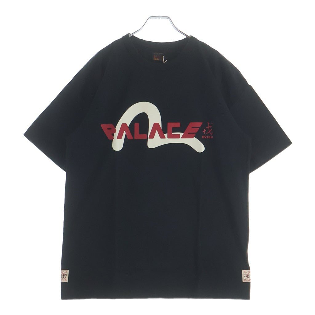 EVISU(エビス) ×PALACE LOGO TEE パレス ロゴプリントクルーネック半袖カットソーTシャツ ブラック P26EVSES001