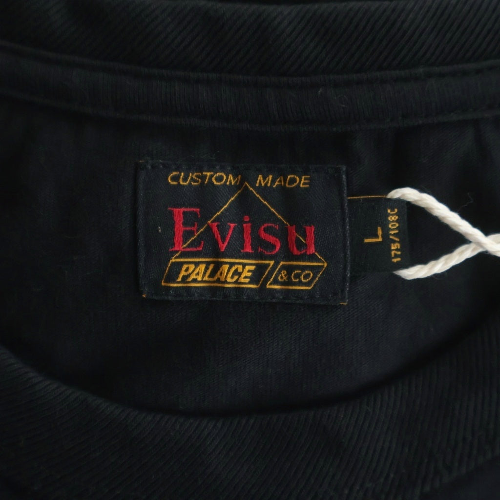 EVISU(エビス) ×PALACE LOGO TEE パレス ロゴプリントクルーネック半袖カットソーTシャツ ブラック P26EVSES001