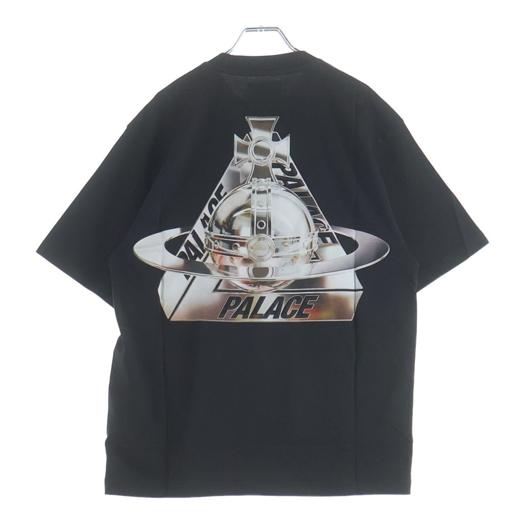 Palace Skateboards(パレススケートボーズ) ×VIVIENNE WESTWOOD T-SHIRT ヴィヴィアンウエストウッド 胸ロゴプリントクルーネック半袖カットソーTシャツ ブラック P26VWTS002