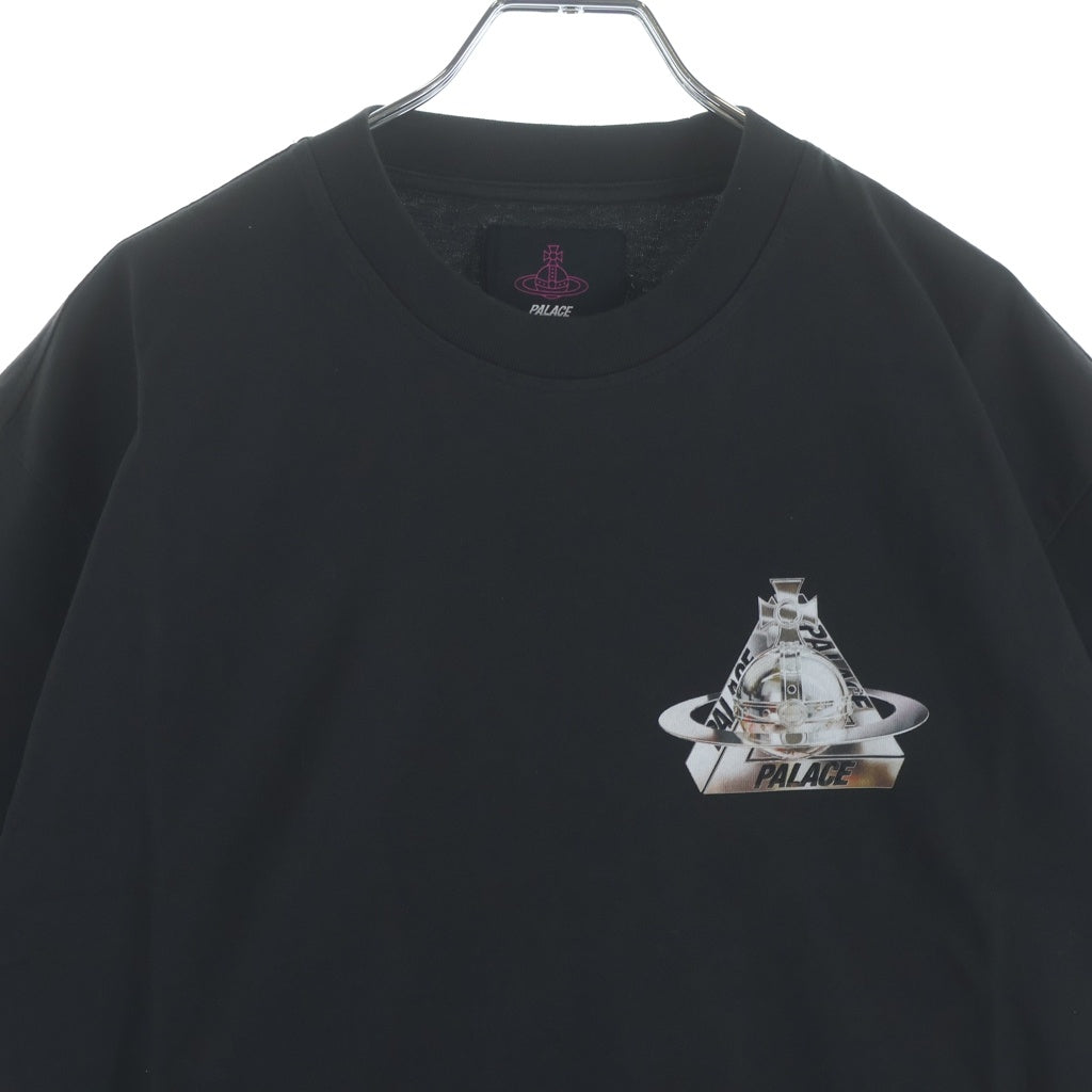 Palace Skateboards(パレススケートボーズ) ×VIVIENNE WESTWOOD T-SHIRT ヴィヴィアンウエストウッド 胸ロゴプリントクルーネック半袖カットソーTシャツ ブラック P26VWTS002