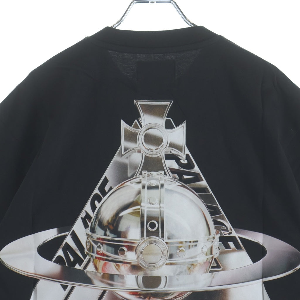 Palace Skateboards(パレススケートボーズ) ×VIVIENNE WESTWOOD T-SHIRT ヴィヴィアンウエストウッド 胸ロゴプリントクルーネック半袖カットソーTシャツ ブラック P26VWTS002