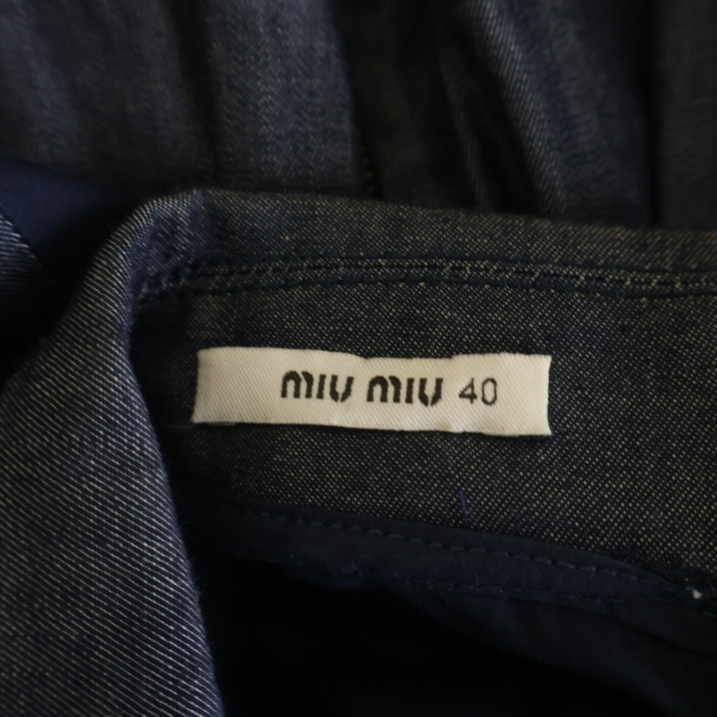 miumiu(ミュウミュウ) レギュラーカラー ギャザー デニム ワンピース ドレス レディース インディゴ