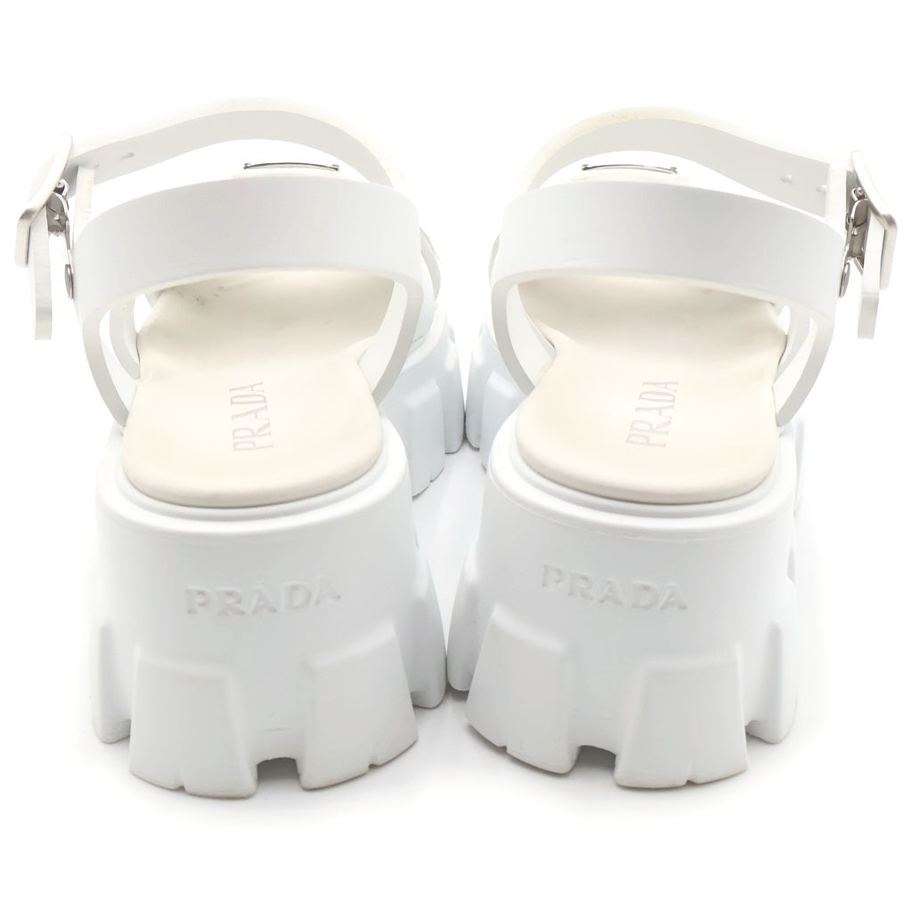 PRADA(プラダ) モノリス トライアングルロゴプレート ラバーサンダル ホワイト レディース