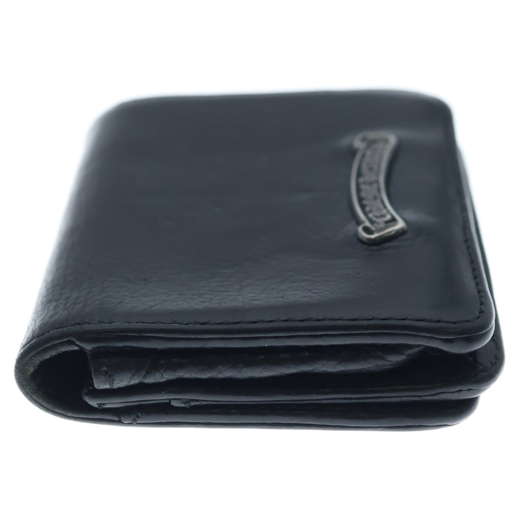 CHROME HEARTS(クロムハーツ) 3POCKET CARD CASE スクロールラベル 3ポケット レザーカードケース ブラック