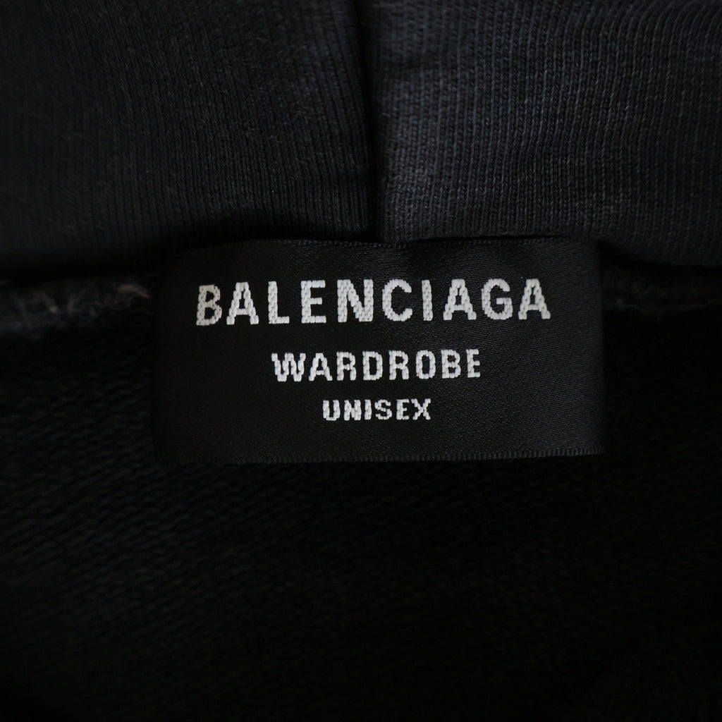 BALENCIAGA(バレンシアガ) LOGO HOODIE バックエンブロイダリー プルオーバースウェットパーカー ブラック 600583 TLVB8