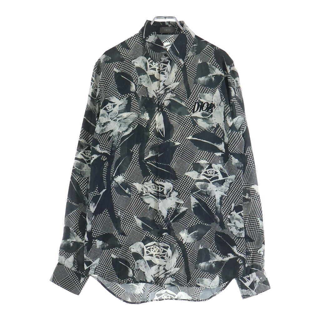 DIOR(ディオール) 20SS フラワー総柄 長袖シルクシャツ ブラック 013C501E4796