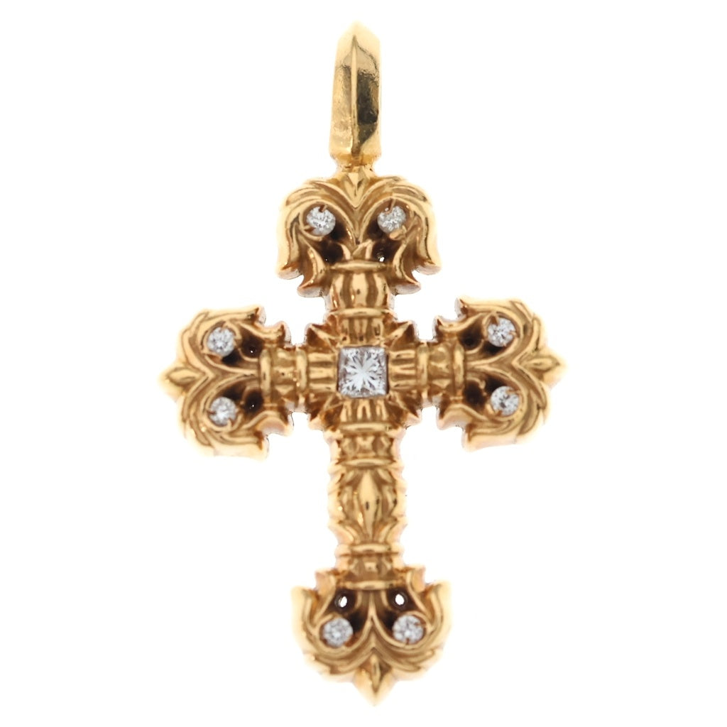 CHROME HEARTS(クロムハーツ) 22K FILIGREE TINY P/DIA タイニーフィリグリークロス PAVEダイヤ ペンダントトップ ゴールド BCA045