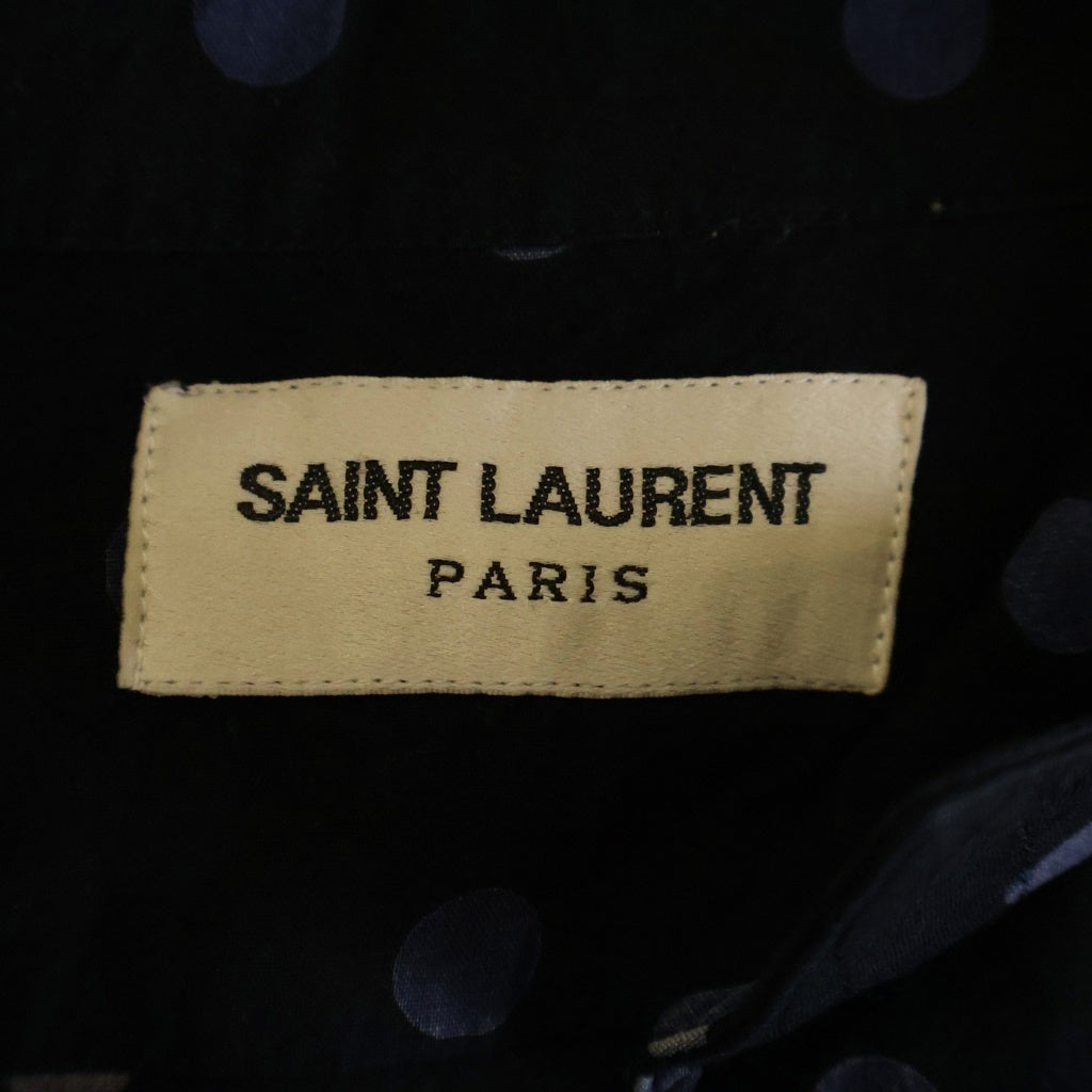 SAINT LAURENT PARIS(サンローランパリ) 16SS ポルカドットレーヨン長袖シャツ ブラック/ネイビー 376916 Y324P