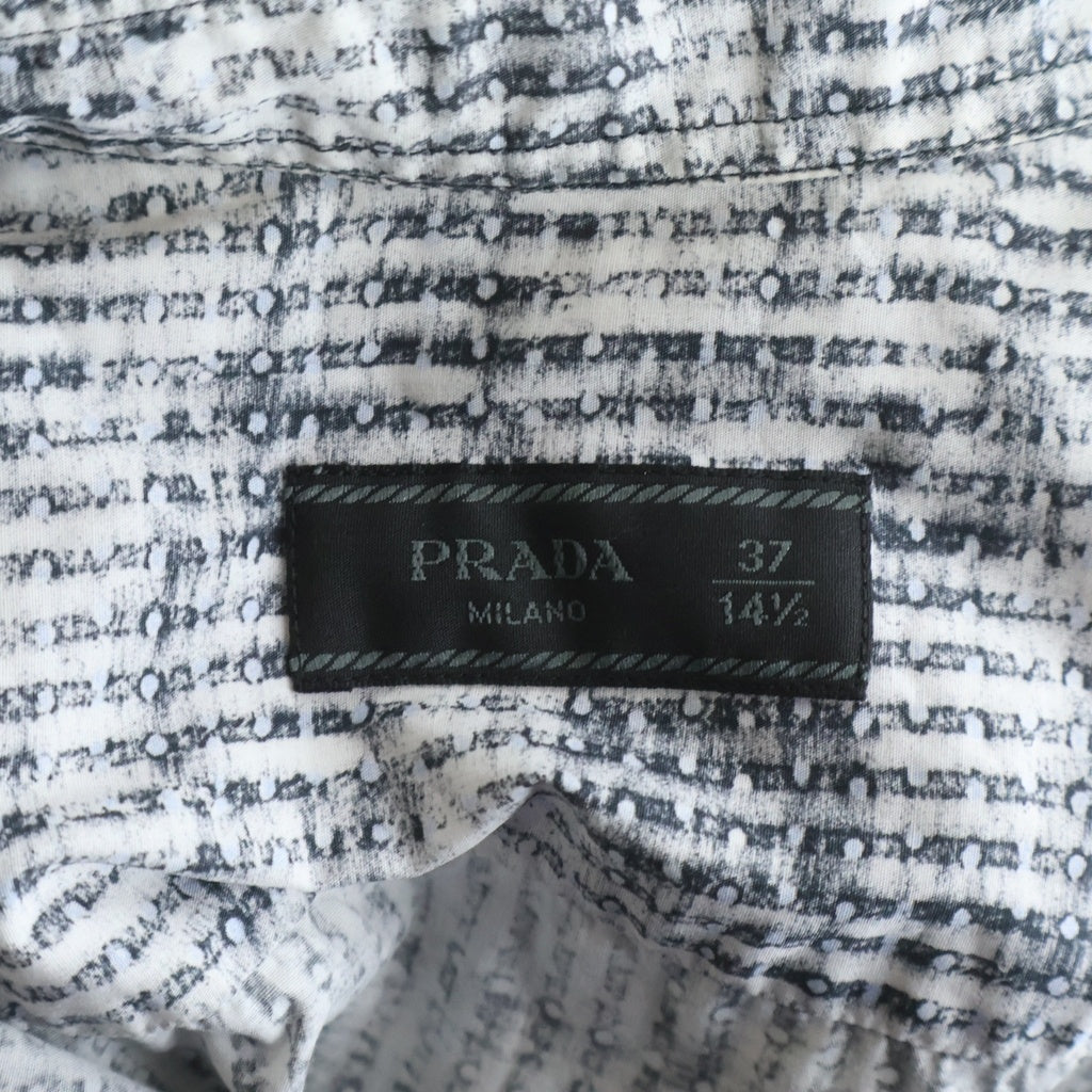 PRADA(プラダ) 17AW 総柄 ドット 長袖シャツ ブラウス ホワイト/ブラック UCN130 S172