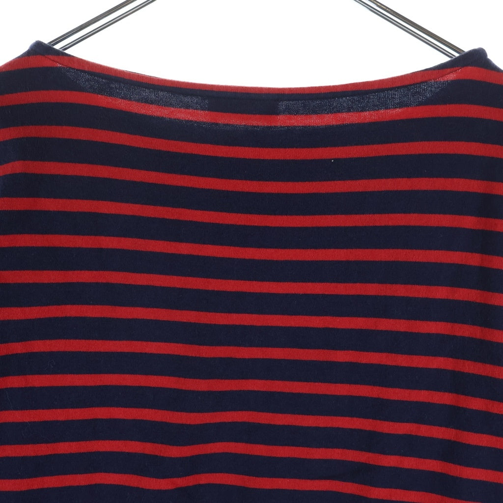 SAINT LAURENT PARIS(サンローランパリ) ボートネック ボーダー長袖カットソーTシャツ レッド/ネイビー 370075 Y2IC1