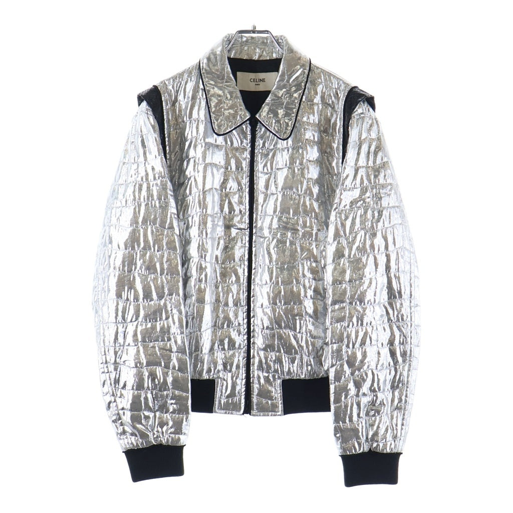CELINE(セリーヌ) 19SS クロコダイルパターン グリッター テディブルゾンジャケット シルバー 2V228068D