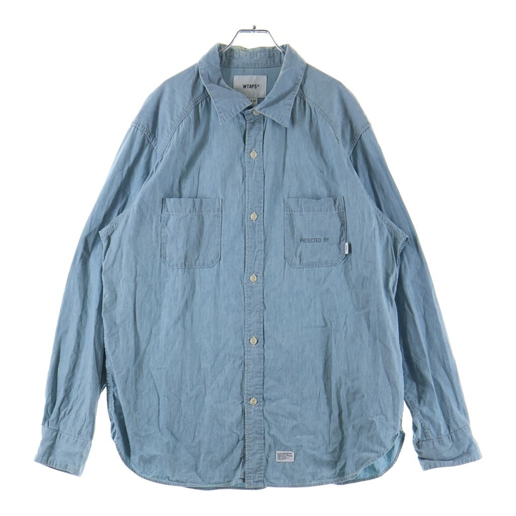 WTAPS(ダブルタップス) COTTON CHAMBRAY コットン シャンブレー 長袖シャツ ブルー 261WVDT-SHM03