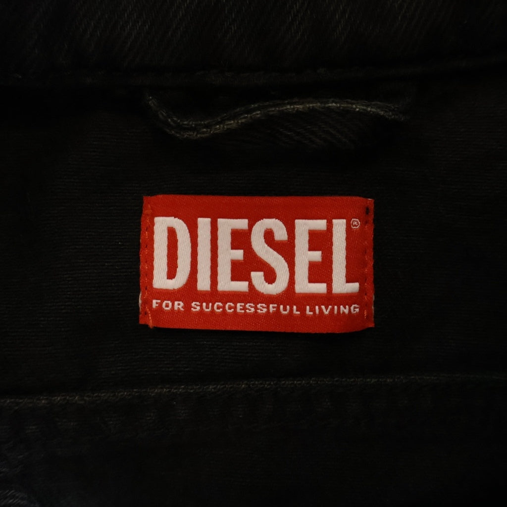 DIESEL(ディーゼル) DE-SLIMMY ボタンアップ クロップドデニムジャケット ブラック レディース A04906
