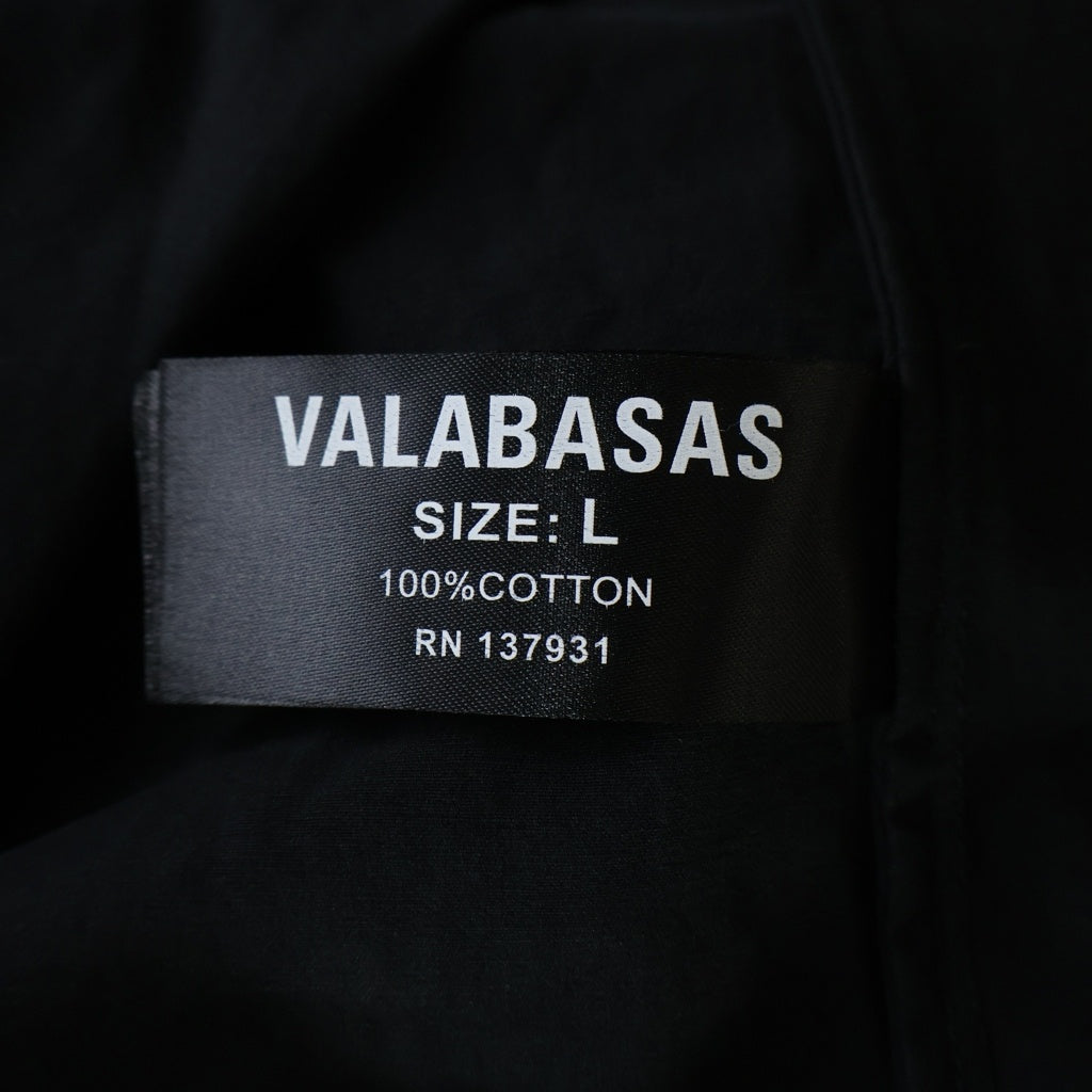 VALABASAS(ヴァラバサス) バック刺繍 ボタンアップ 半袖コットンジャケット ブラック