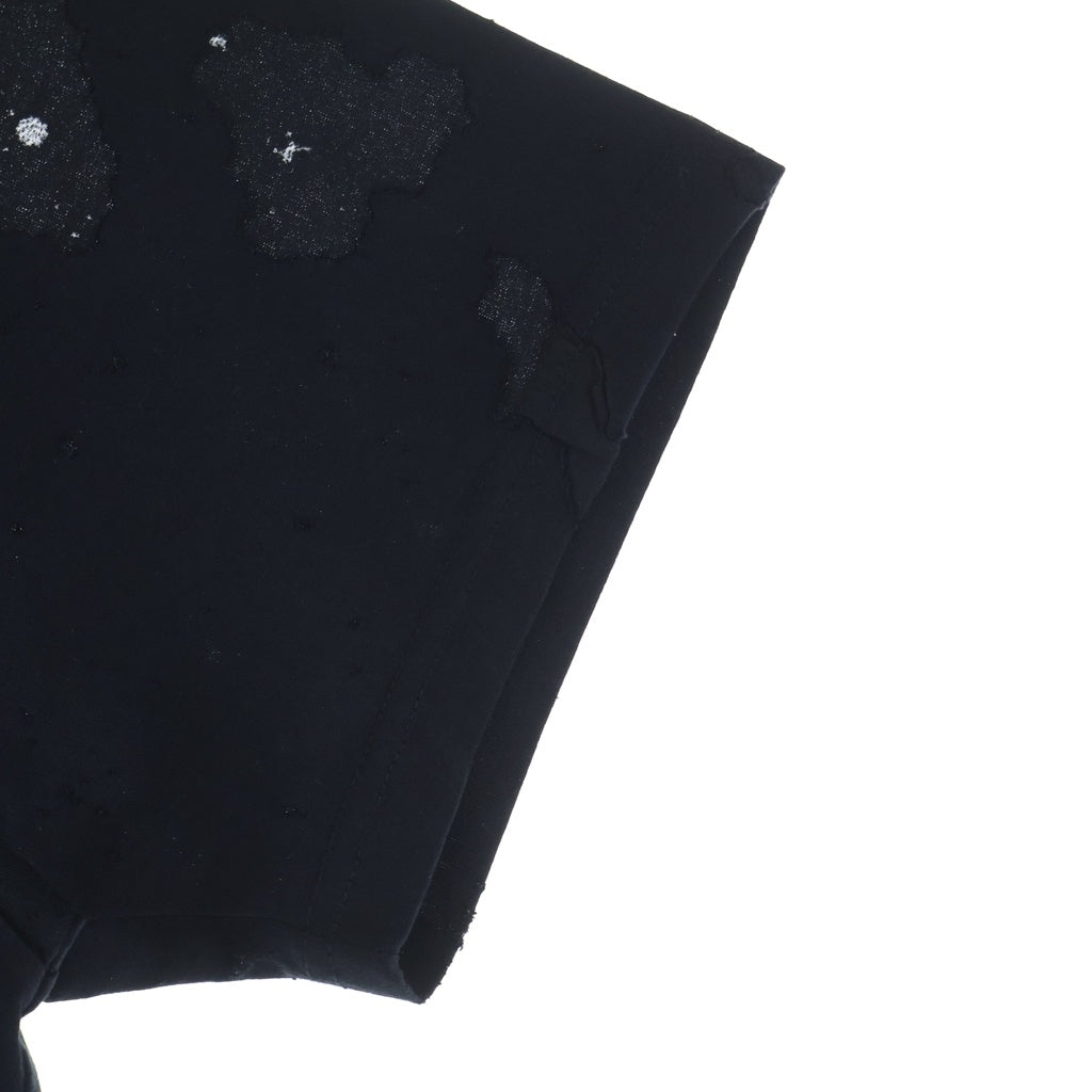 GIVENCHY(ジバンシィ) OVERSIZE FIT デストロイ フロントロゴ オーバーサイズクルーネック半袖カットソーTシャツ ブラック BM70RV3Y41