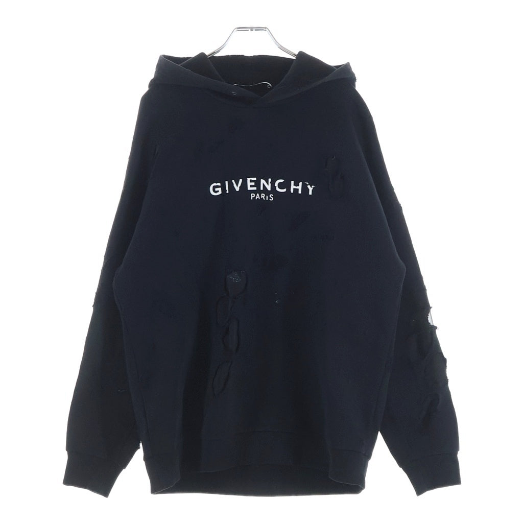 GIVENCHY(ジバンシィ) REGULAR FIT デストロイ フロントロゴ プルオーバースウェットパーカー BMJ03H3Y42