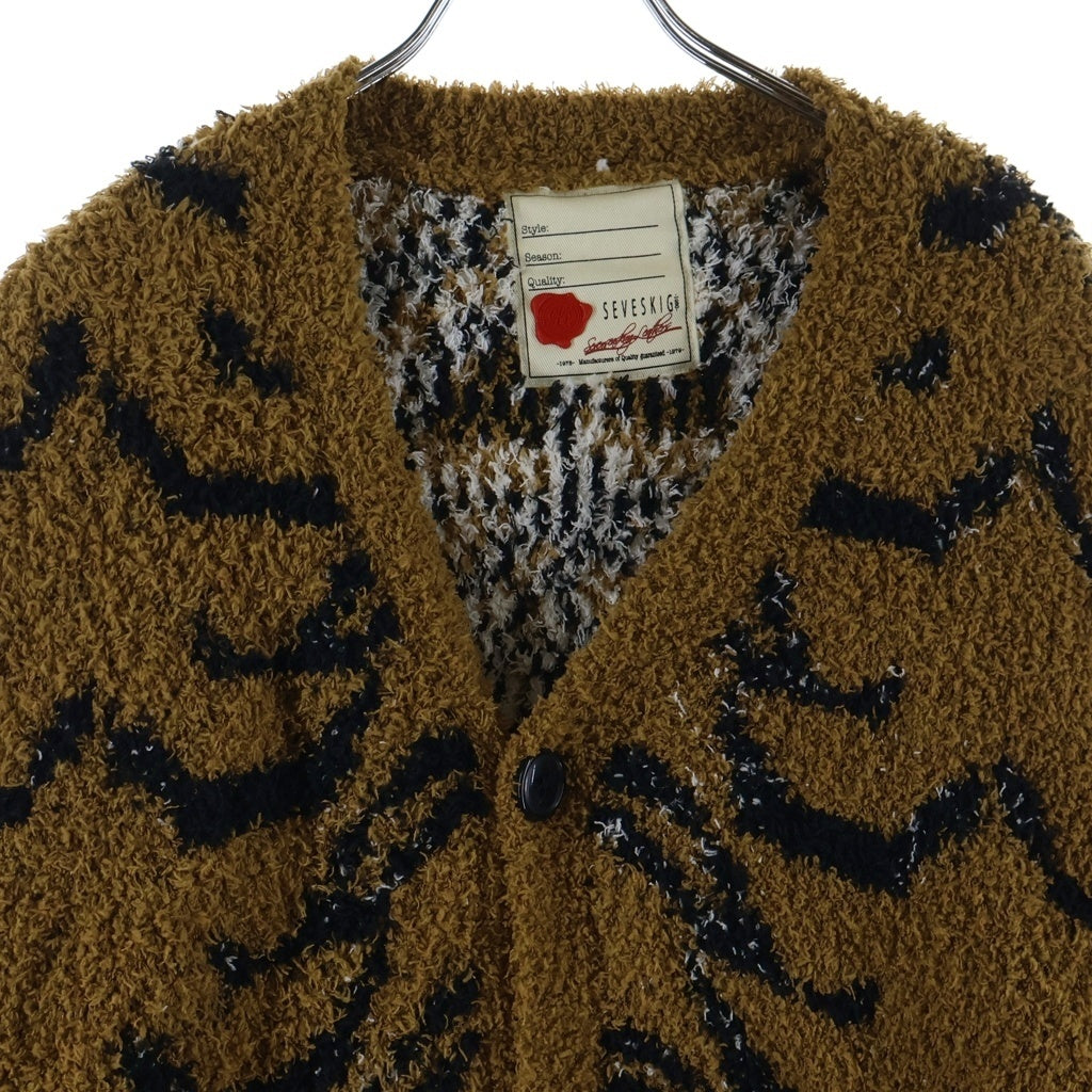 SEVESKIG(セヴシグ) TIBETAN TIGER CARDIGAN チベタンタイガーモチーフニットカーディガン ブラウン KN-SV-ZA-1001