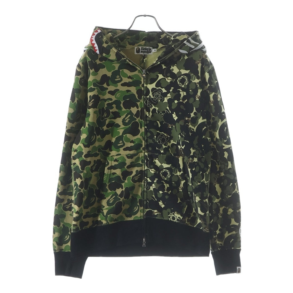 A BATHING APE(アベイシングエイプ) 21SS ×UNKLE MO WAX Futura2000 WIDE FULL ZIP HOODIE ベイプワイドフル パーカー ジップファスナー グリーン 001ZPH231906X