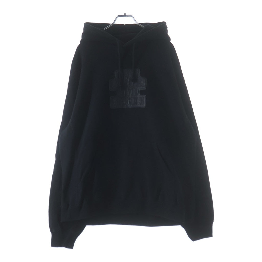 THE BLACK EYE PATCH(ブラックアイパッチ) OG LETHER LABEL HOODIE レザー ラベルロゴ プルオーバーパーカー フーディー ブラック