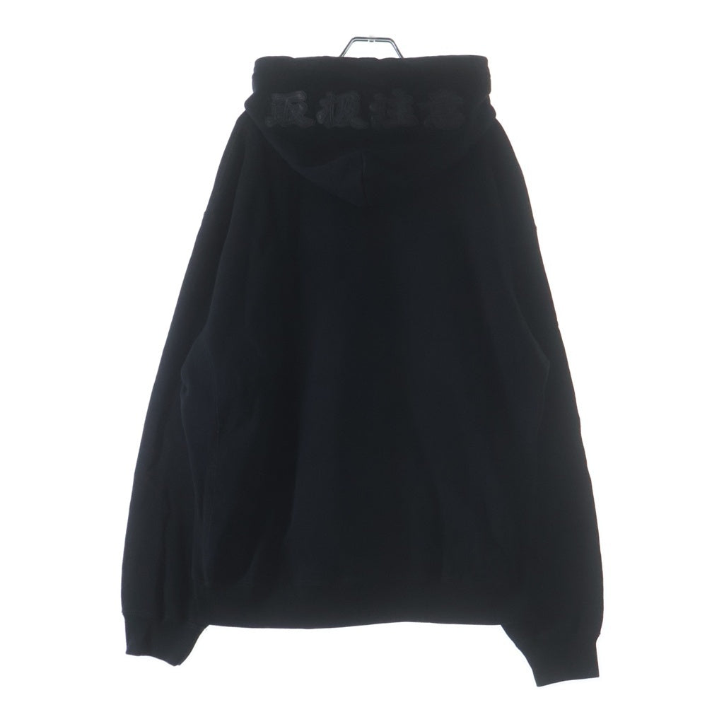 THE BLACK EYE PATCH(ブラックアイパッチ) OG LETHER LABEL HOODIE レザー ラベルロゴ プルオーバーパーカー フーディー ブラック