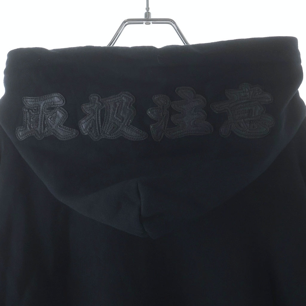 THE BLACK EYE PATCH(ブラックアイパッチ) OG LETHER LABEL HOODIE レザー ラベルロゴ プルオーバーパーカー フーディー ブラック