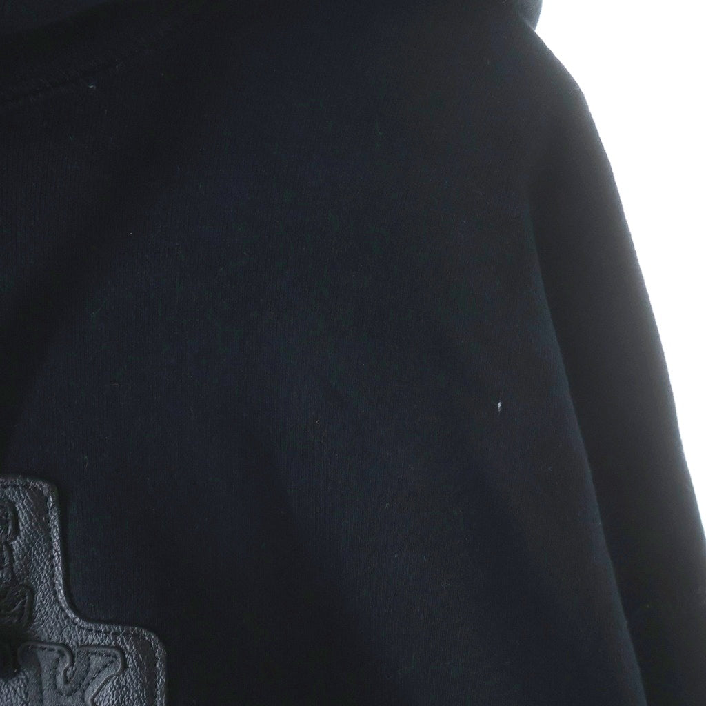 THE BLACK EYE PATCH(ブラックアイパッチ) OG LETHER LABEL HOODIE レザー ラベルロゴ プルオーバーパーカー フーディー ブラック