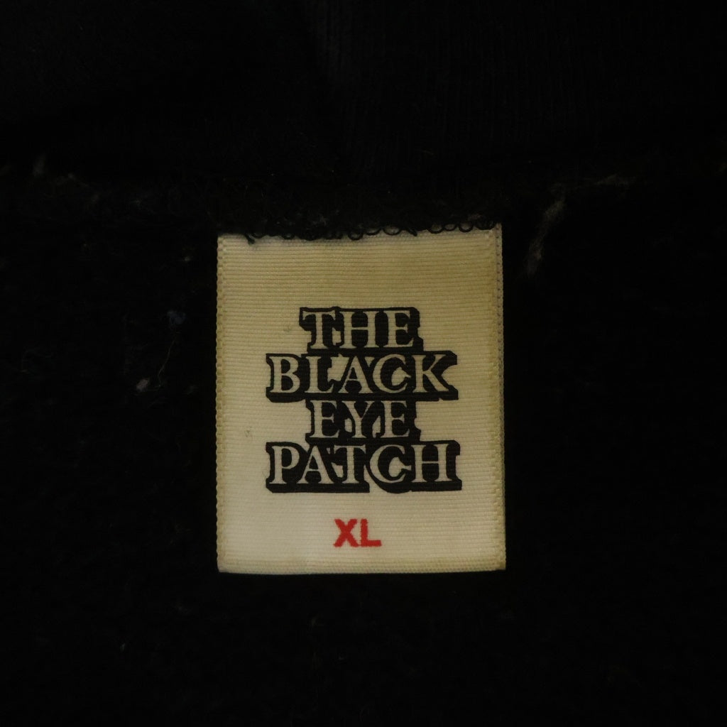 THE BLACK EYE PATCH(ブラックアイパッチ) OG LETHER LABEL HOODIE レザー ラベルロゴ プルオーバーパーカー フーディー ブラック