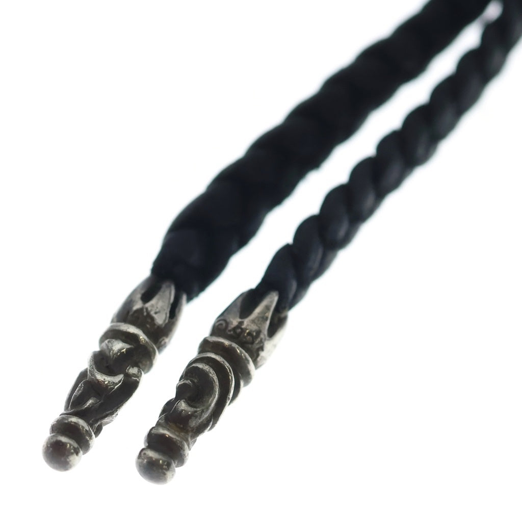 CHROME HEARTS(クロムハーツ) LEATHER BRAID SCROLL ネックレス レザーブレイドネックレス ブラック/シルバー BCA377