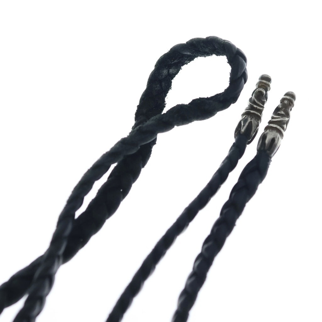 CHROME HEARTS(クロムハーツ) LEATHER BRAID SCROLL ネックレス レザーブレイドネックレス ブラック/シルバー BCA377