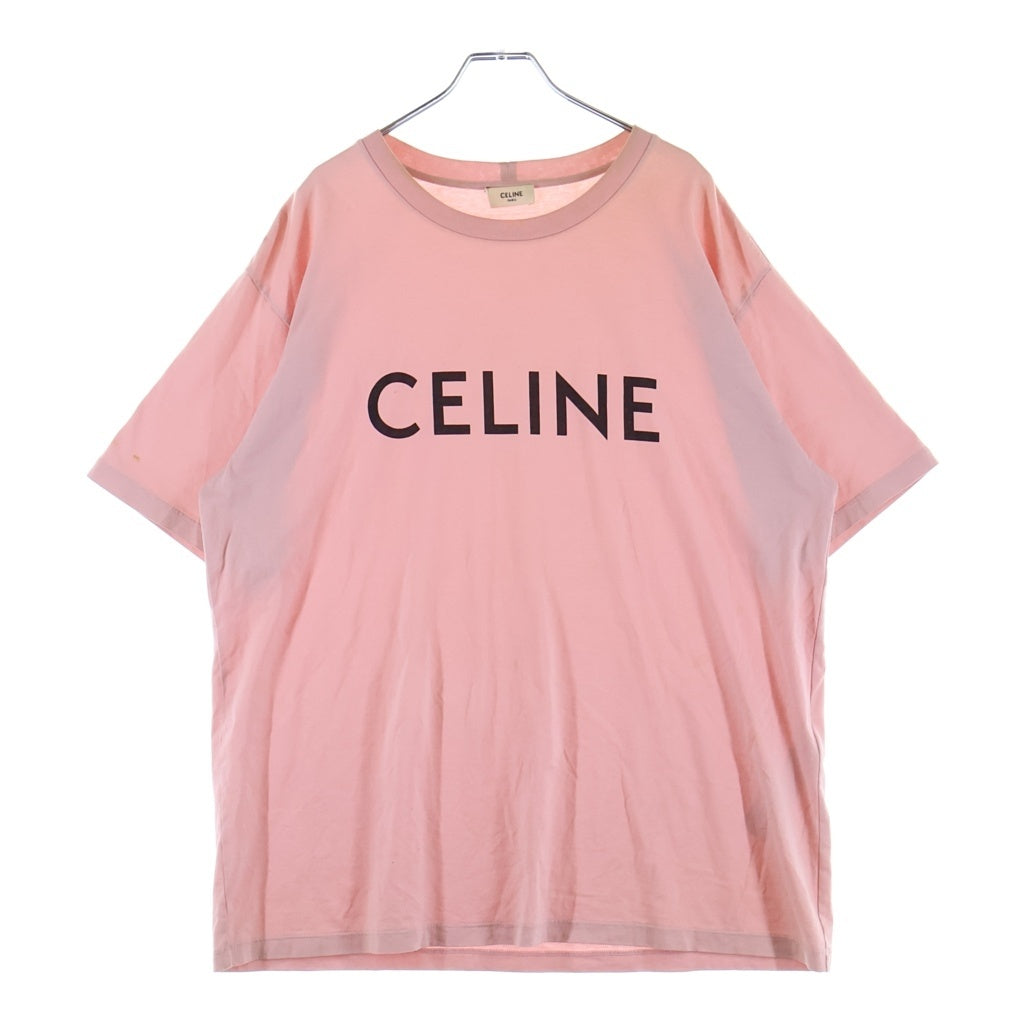 CELINE(セリーヌ) フロントロゴプリント クルーネック半袖Tシャツカットソー ピンク 2X681671Q