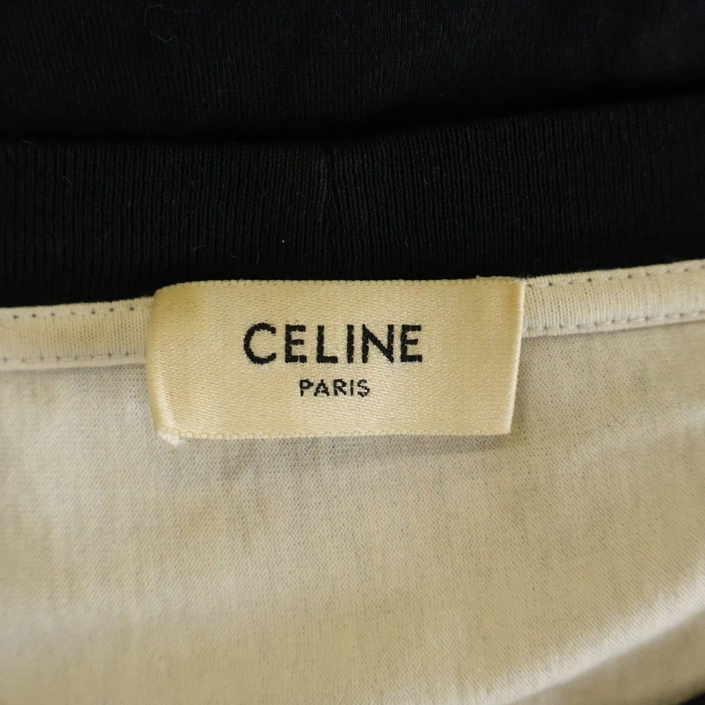 CELINE(セリーヌ) 21SS Front Logo Print Tee フロントロゴ プリント 半袖Tシャツ カットソー スタッズ付き ブラック/ホワイト 2X839500O