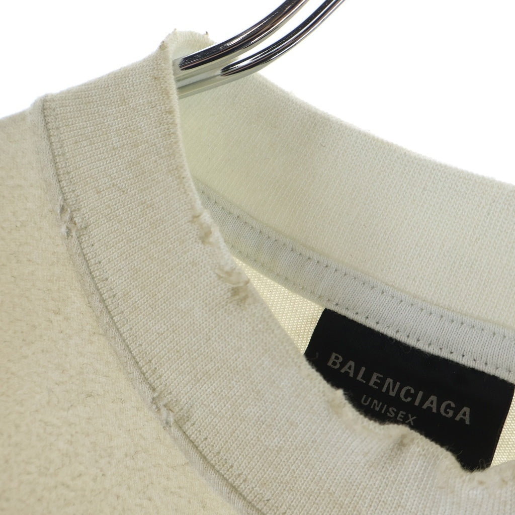 BALENCIAGA(バレンシアガ) 23AW クラッシュダスト加工 ワッペン 半袖Tシャツ ホワイト 739028 TOVN2