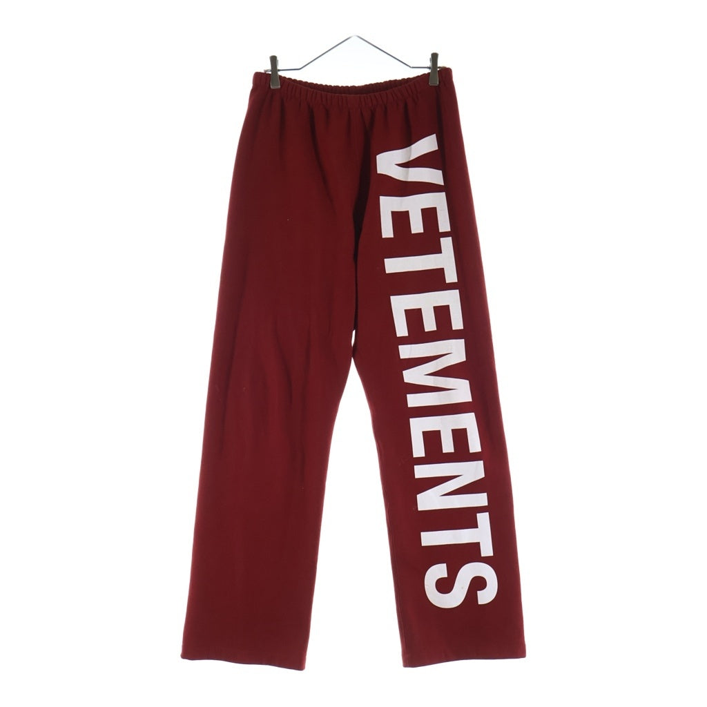 VETEMENTS(ヴェトモン) 18AW ロゴプリントスウェットロングパンツ レッド WAH19PA107