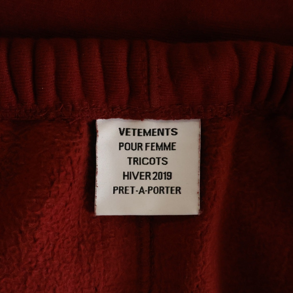 VETEMENTS(ヴェトモン) 18AW ロゴプリントスウェットロングパンツ レッド WAH19PA107