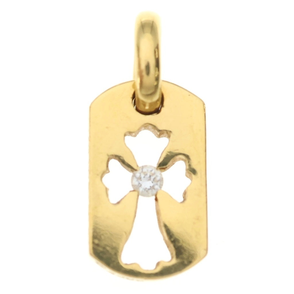 CHROME HEARTS(クロムハーツ) 22K DT TNY CO CRS 1DIA タイニーカットアウトクロス ドッグタグ 1ダイヤ ペンダントトップ ゴールド BCA039