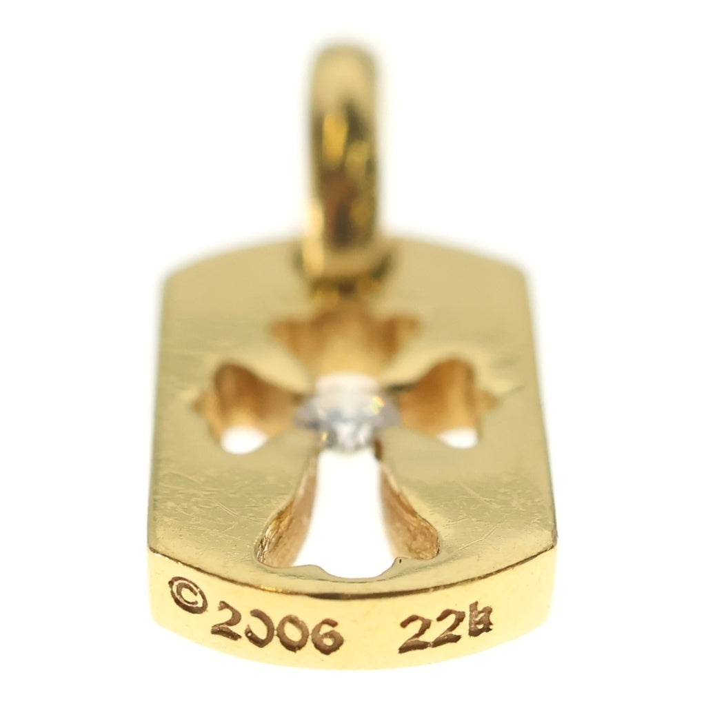 CHROME HEARTS(クロムハーツ) 22K DT TNY CO CRS 1DIA タイニーカットアウトクロス ドッグタグ 1ダイヤ ペンダントトップ ゴールド BCA039