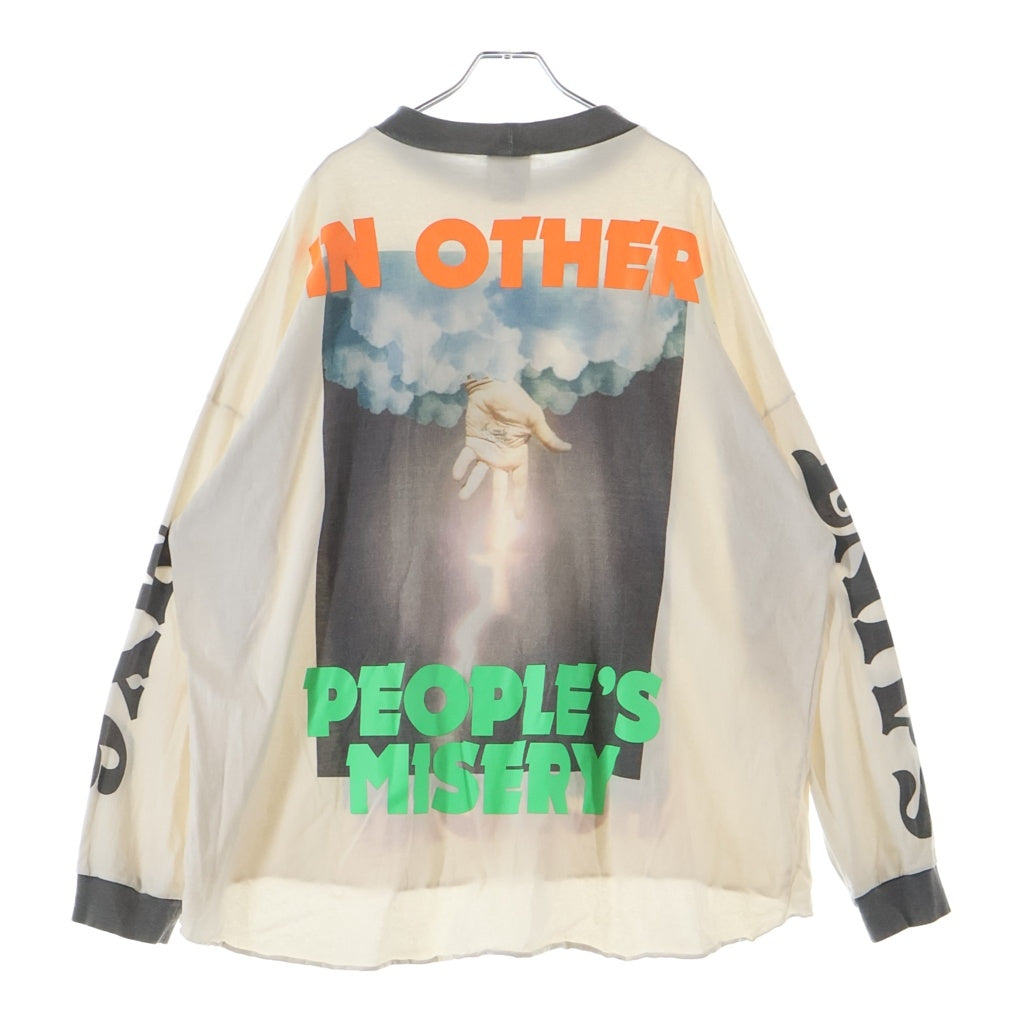 SAINT MICHAEL(セントマイケル) 24SS A CHEAP HLDY LS TEE ア チープ ホリデイ プリント 長袖Tシャツ モックネックカットソー ホワイト SM-YS8-0000-017