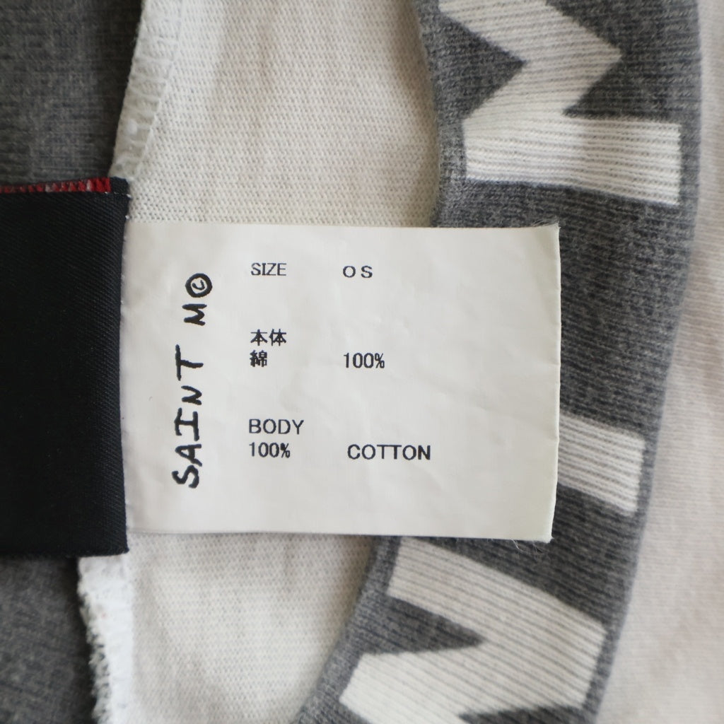 SAINT MICHAEL(セントマイケル) 24SS A CHEAP HLDY LS TEE ア チープ ホリデイ プリント 長袖Tシャツ モックネックカットソー ホワイト SM-YS8-0000-017