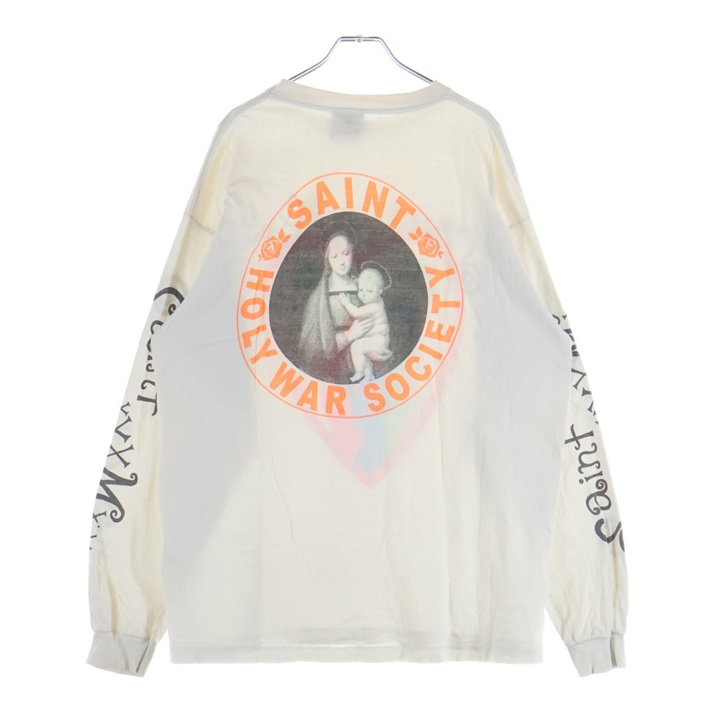 SAINT MICHAEL(セントマイケル) 24SS LS TEE PINK HEART ピンクハート クルーネック 長袖Tシャツ カットソー ホワイト SM-YS8-0000-020